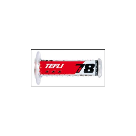 Harri's, gripy 01689-RDE8 TEFLI 78 (115 mm/22 mm) bez otvoru, barva červená/bílá/černá