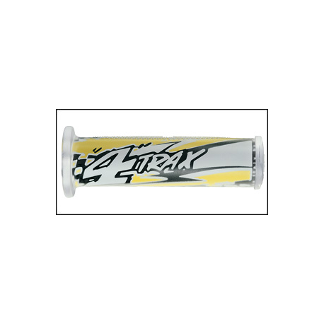 Harri's, gripy 01698-4T QUAD 4TRAX (120 mm/22 mm) bez otvoru, barva žlutá/černá/bílá