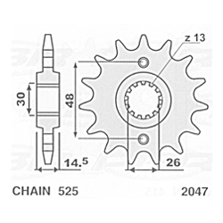 CHT, přední řetězové kolečko, 2047 15 (400015K) Honda CB 750 , VFR 750