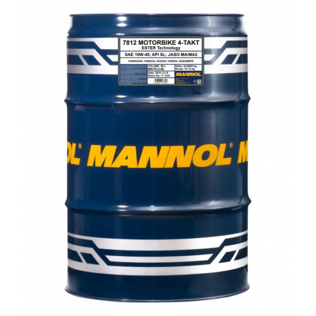 Mannol, motorový olej 4T Motorbike 10W40 60L Ester + MA2 Syntetic (7812) (API SL) - 1 sud 60 L