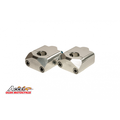 Accel, zvyšovací držáky řidítek (dole-22,nahoře-2/28,6mm) výška 35mm, stříbrná barva