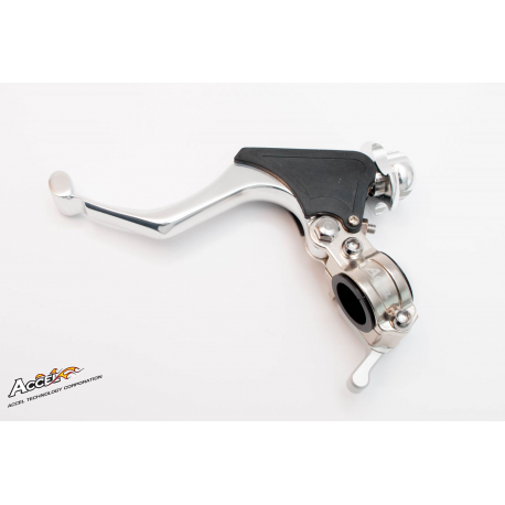 Accel, držák spojkové páčky kompletní +Hot start uni (kovaný), titan barva (3 pozice páčky)