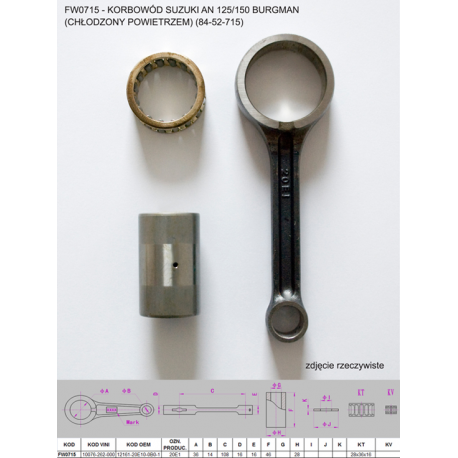 Flyway, ojniční sada, Suzuki AN 125/150 BURGMAN (84-52-715) (AN125)(AN150)